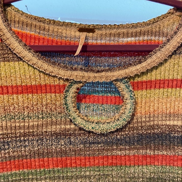 Free People Sunshine Dreamer Multicolor Sweater With Sexy Cutout Size Large - Picture 5 of 6